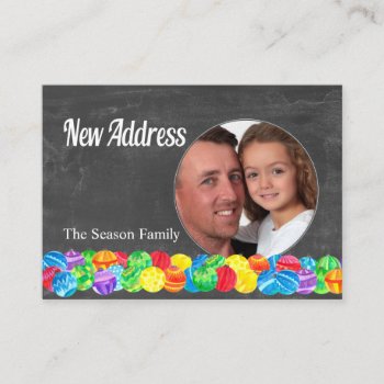 New Address Watercolor Baubles Photo Card by PortoSabbiaNatale at Zazzle