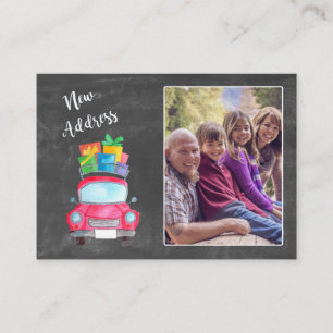 New Address watercolor Christmas Car photo card