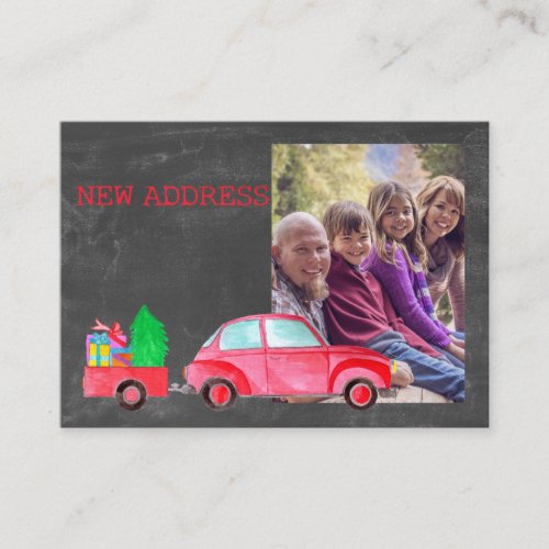 New Address watercolor Christmas Car photo card