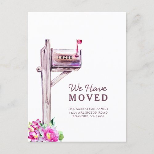 New Address Watercolor Mailbox Moving Announcement