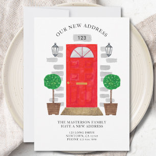 New Address Watercolor Red Door Announcement