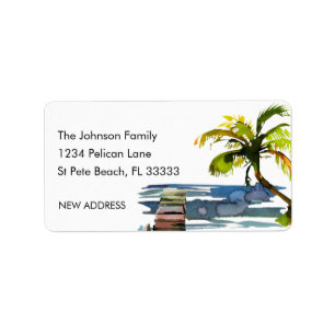 New Address Waterfront Dock Palm Tree Label