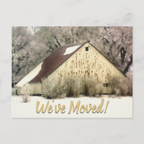 New Address We Moved Funny Barn Announcement Postcard