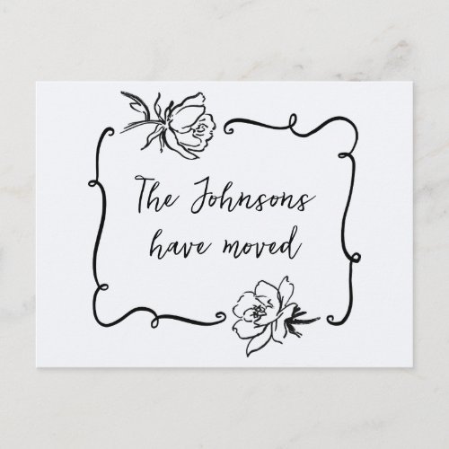 New Address Whimsical Floral Moving Announcement Postcard