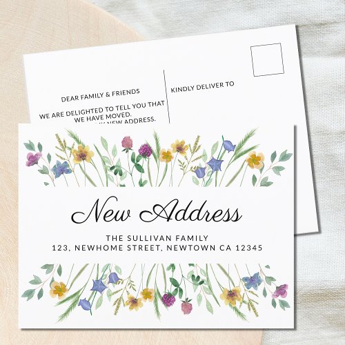 New Address Wildflower Moving Announcement Postcard