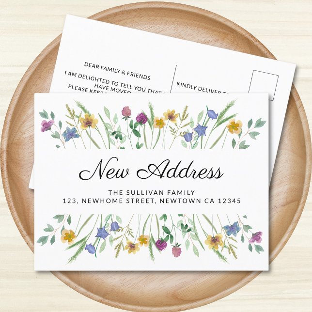 New Address Wildflower Moving Announcement Postcard (Creator Uploaded)