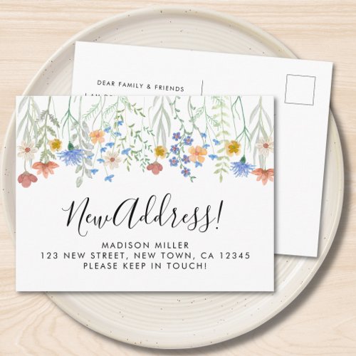 New Address Wildflowers Moving Announcement Postcard