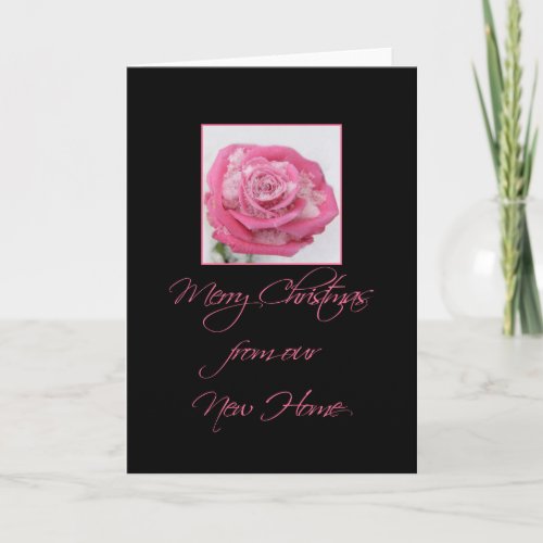 New Address Winter rose Christmas card