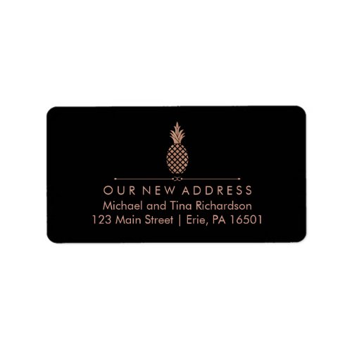 New Address with Faux Rose Gold Look Pineapple Label