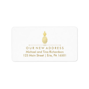 New Address with Gold Pineapple Label