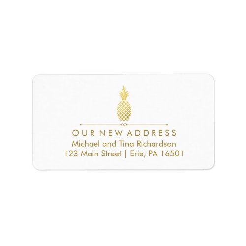 New Address with Gold Pineapple Label