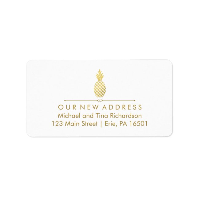 New Address with Gold Pineapple Label (Front)