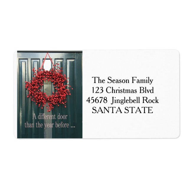 New Address wreath Holiday Label (Front)