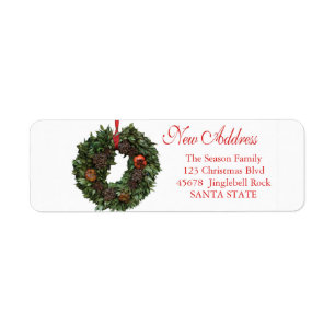New Address x-mas wreath Holiday Label