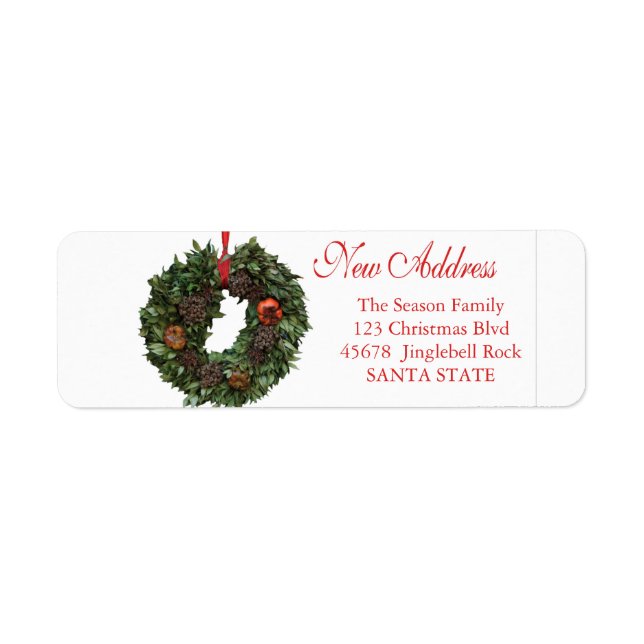 New Address x-mas wreath Holiday Label (Front)