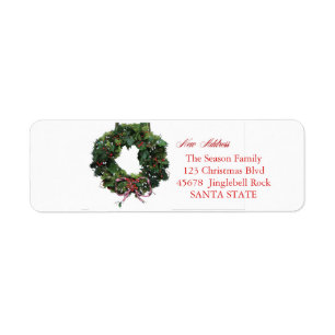 New Address x-mas wreath Holiday Label
