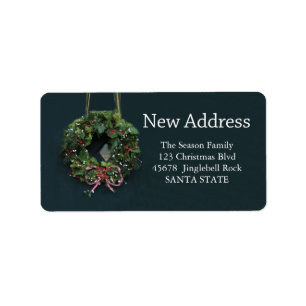 New Address x-mas wreath Holiday Label