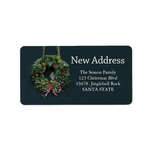 New Address x_mas wreath Holiday Label