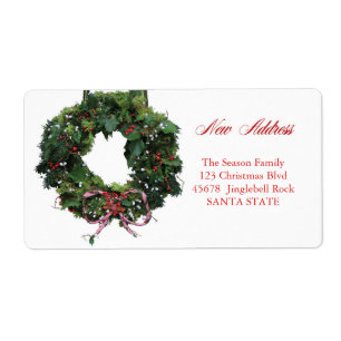 New Address x-mas wreath Holiday Label