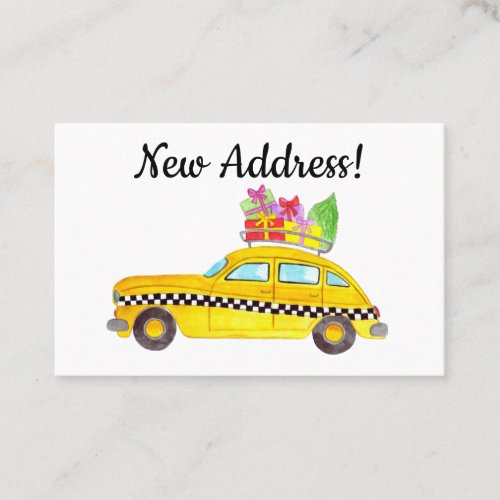 New Address yellow cab Christmas gifts Business Card