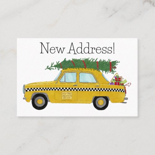 New Address yellow cab Christmas gifts Business Card