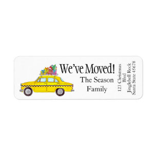 New Address Yellow Cab Taxi Christmas Gifts Label