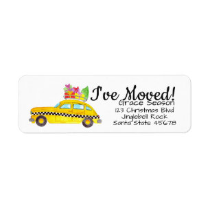 New Address Yellow Cab Taxi Christmas Gifts Label