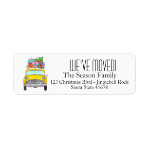 New Address Yellow Cab Taxi Christmas Gifts Label