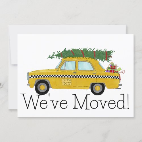 New Address Yellow Cab Taxi Christmas tree Invitation