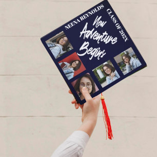 New Adventure Begins Class of 2026 Multi Photo Graduation Cap Topper