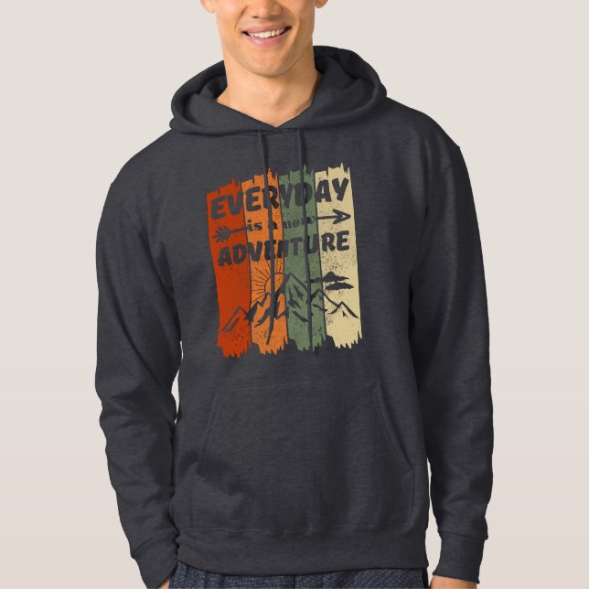 New adventure hiking lovers gift retro mountain hoodie (Front)