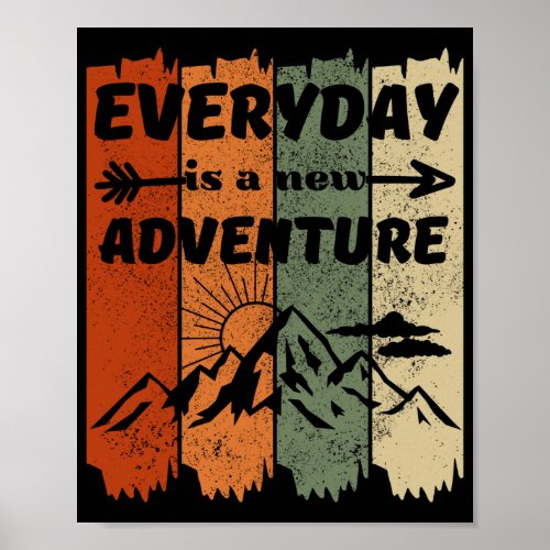 New adventure hiking lovers gift retro mountain poster