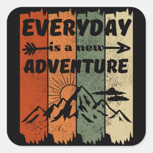 New adventure hiking lovers gift retro mountain square sticker