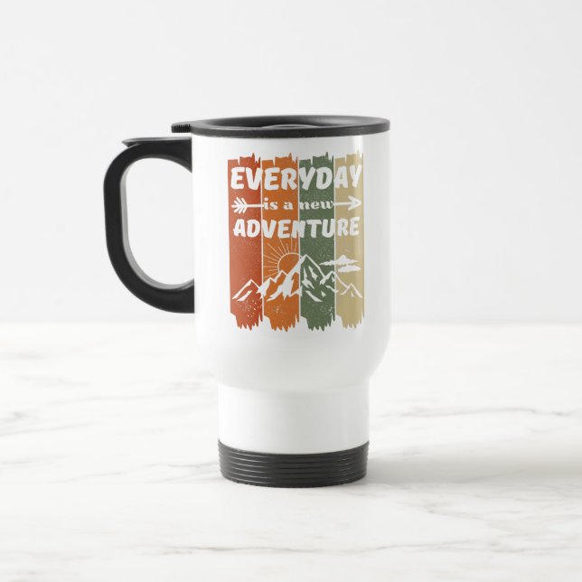 New adventure hiking lovers gift retro mountain travel mug (Left)