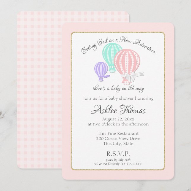 New Adventure Hot Air Balloons Baby Shower Invitat Invitation (Front/Back)