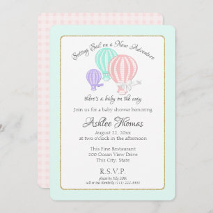New Adventure Hot Air Balloons Baby Shower Invitation