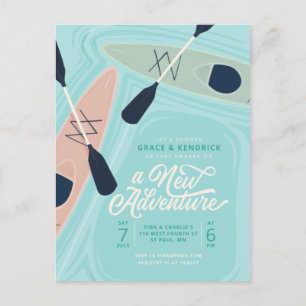 New Adventure Kayak Couples wedding shower Invitat Postcard