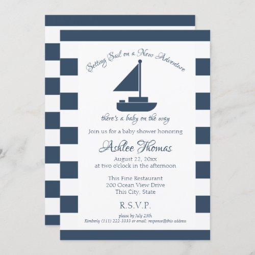 New Adventure Nautical Sailboat Shower Invitation