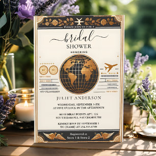 New Adventure Passport Boarding Pass Bridal Shower Invitation