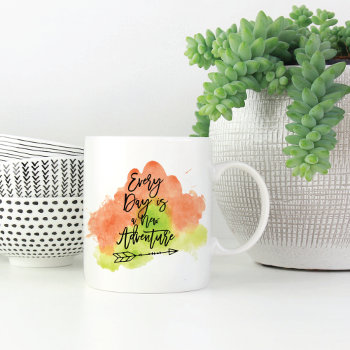 New Adventure Quote Two-tone Coffee Mug by mangomoonstudio at Zazzle