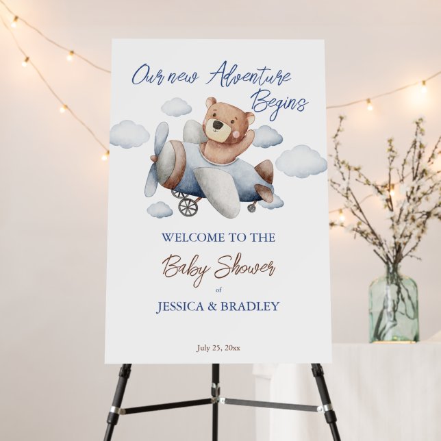 New adventure tiny pilot baby shower welcome sign (In Situ (Stand))