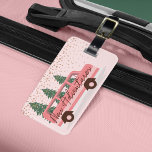 New Adventures Pink Retro Vintage Van Luggage Tag<br><div class="desc">New Adventures begin with our fun pink girly retro vintage van luggage tag. We've also added Christmas tree and faux pink gold foil snow. the words New Adventures" is overlaid over the pink van in a modern script style font. The reverse side features name and contact info. All illustrations are...</div>