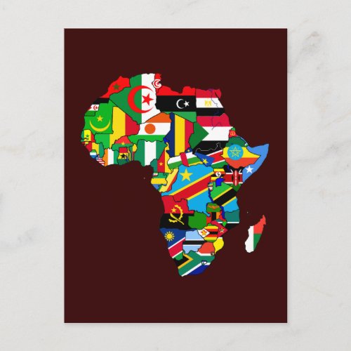 New African Country Flags Flag Map of Africa Postcard