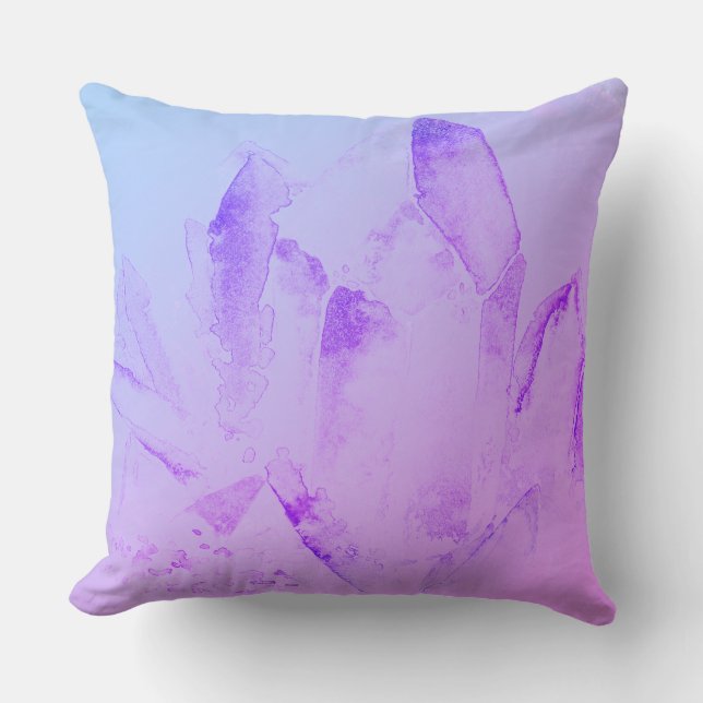 *~* New Age Abstract Modern Watercolor Crystals Throw Pillow (Front)