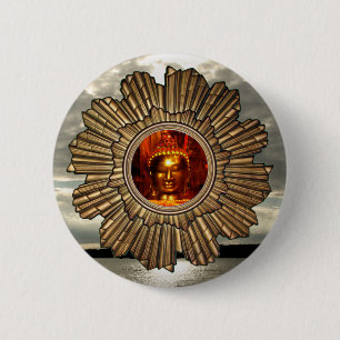 New Age Buddha Sun Brooch Pinback Button