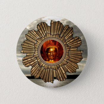 New Age Buddha Sun Brooch Pinback Button by sequindreams at Zazzle
