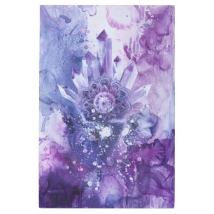 *~* New Age Esoteric  SC3 Crystals Purple Mandala Metal Print