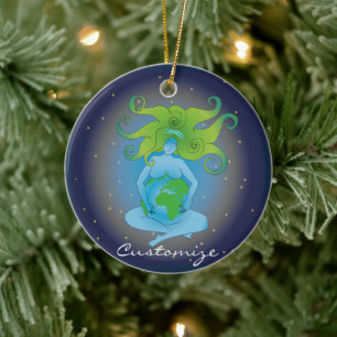 New Age Gaia Goddess Thunder_Cove Ceramic Ornament