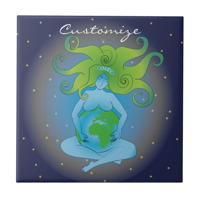 New Age Gaia Goddess Thunder_Cove Ceramic Tile (Front)