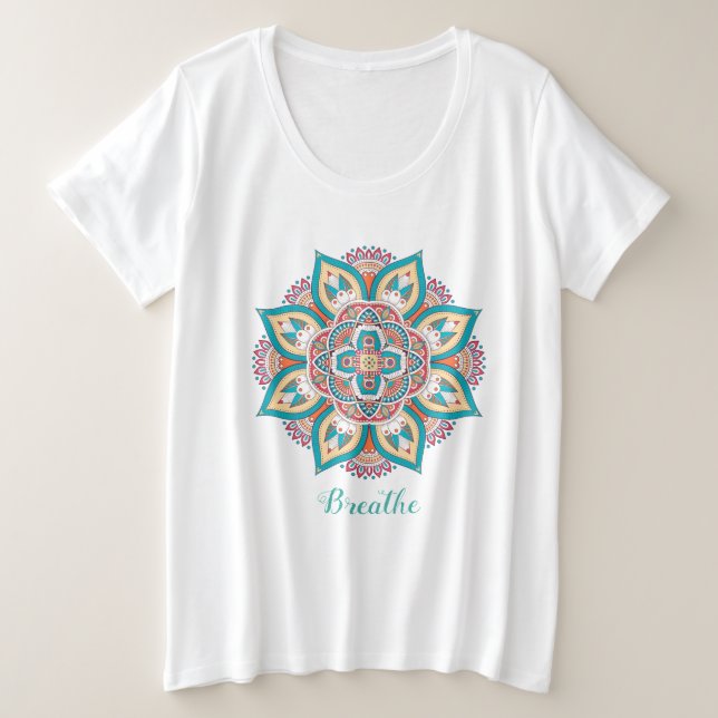 New Age mandala breathe mindfulness Plus Size T-Shirt (Design Front)